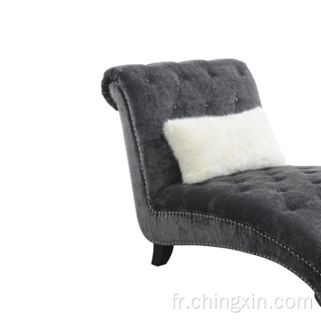 Chaise en gros Tissu gris foncé Bouton TUNFTANT canapé chaise avec jambes en bois massif CX635B